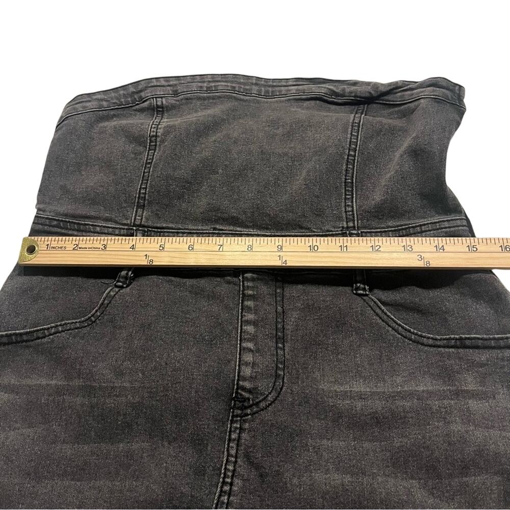 DISTRESSED GRAY DENIM BANDEAU SPLIT FRONT MIDI DRESS SZ L 12-14 - Picture 6 of 8